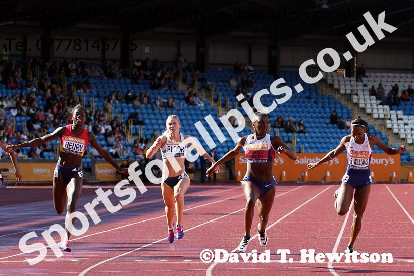 Womens 100 metres, Sainsbury's British Champs, Alexander Stadium, Birmingham. Photo: David T. Hewitson/Sprts for All Pics